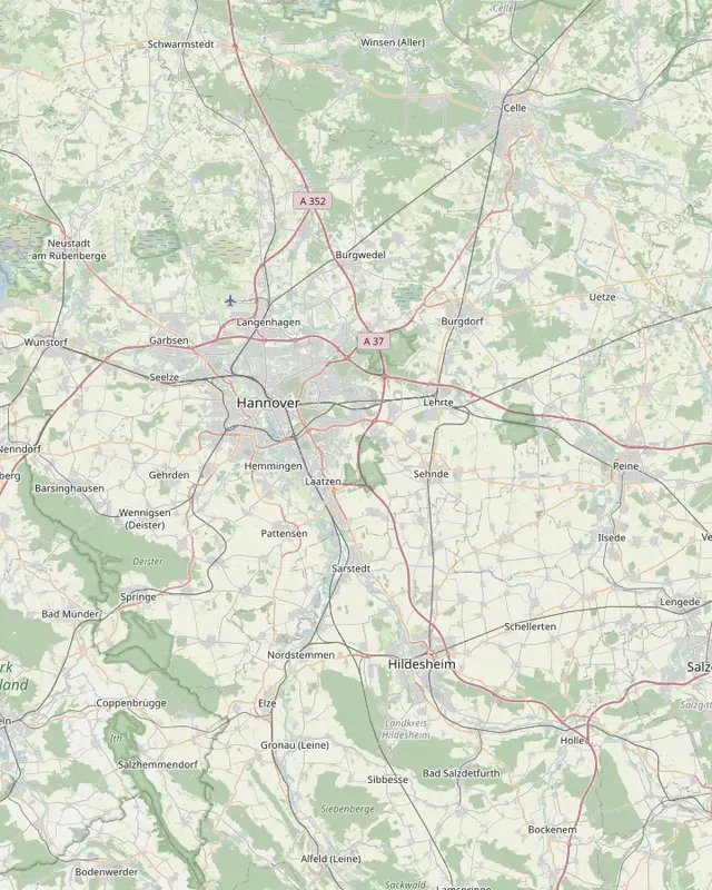 Karte von Hannover, Lehrte und Umland